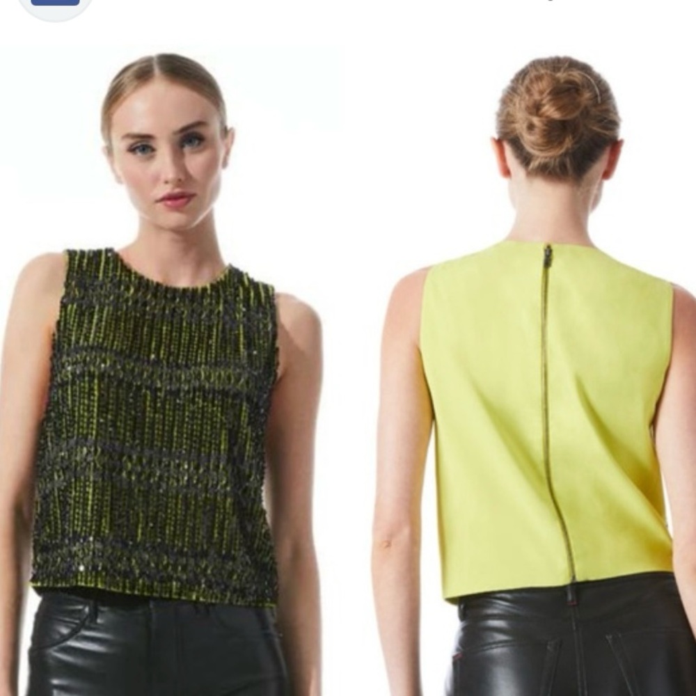 Alice + Olivia Textured Green Tank Top